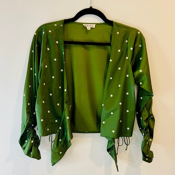 Free People | For Love & Lemons | Green Polka Dot Crop Top - Picture 2 of 6